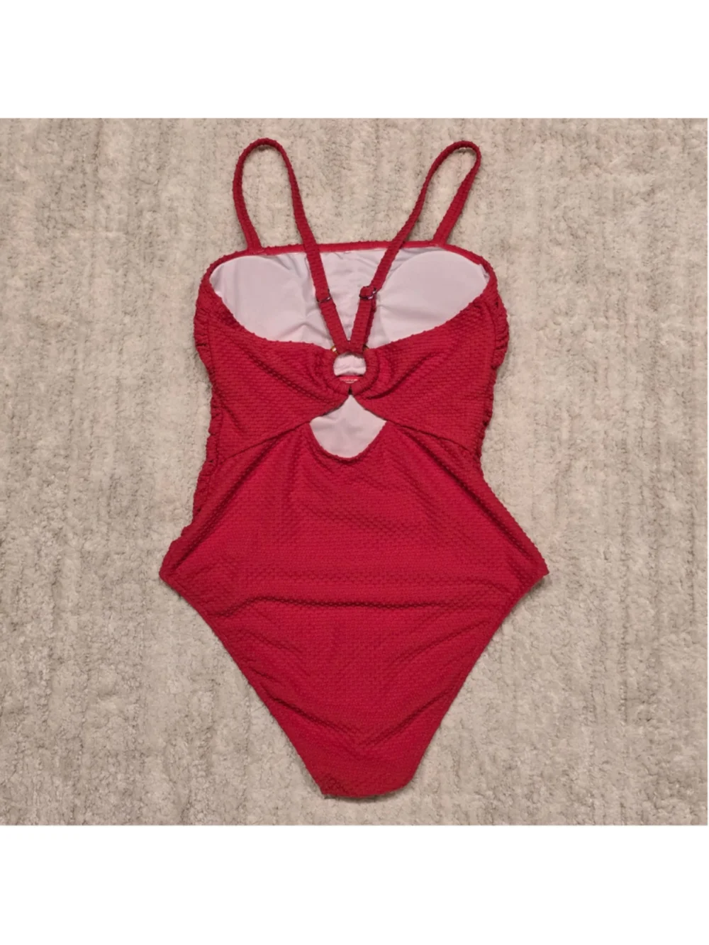 Women's Unbranded Red Textured One-Piece Swimsuit Size S